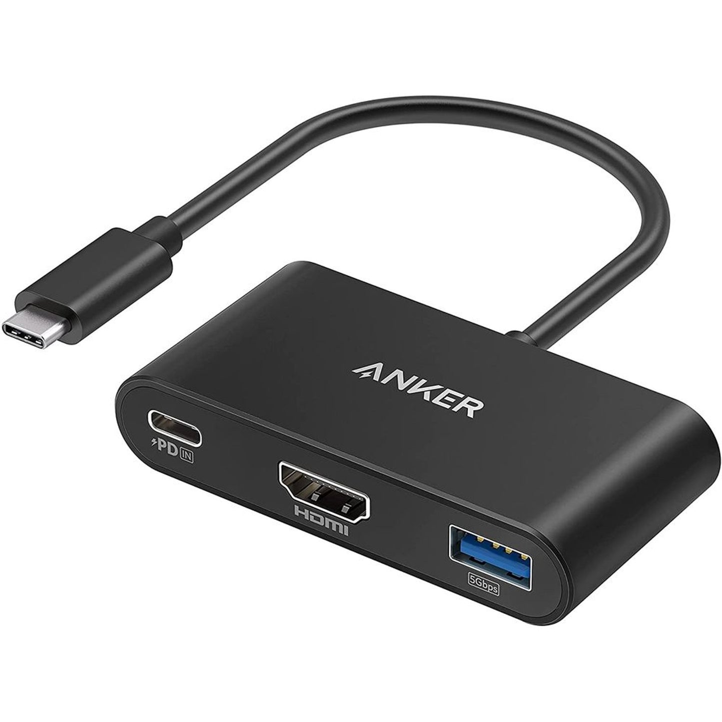 Anker 3in1 Type C Hub 4K USB C to HDMI Adapter USB 3.0 with 60W Power Delivery - أنكر 3 في 1 تايب سي هوب محول تايب سي إلى اتش دي ام اي بدقة 4ك منفذ يو اس بي 3.0 مع توصيل طاقة بقدرة 60 واط