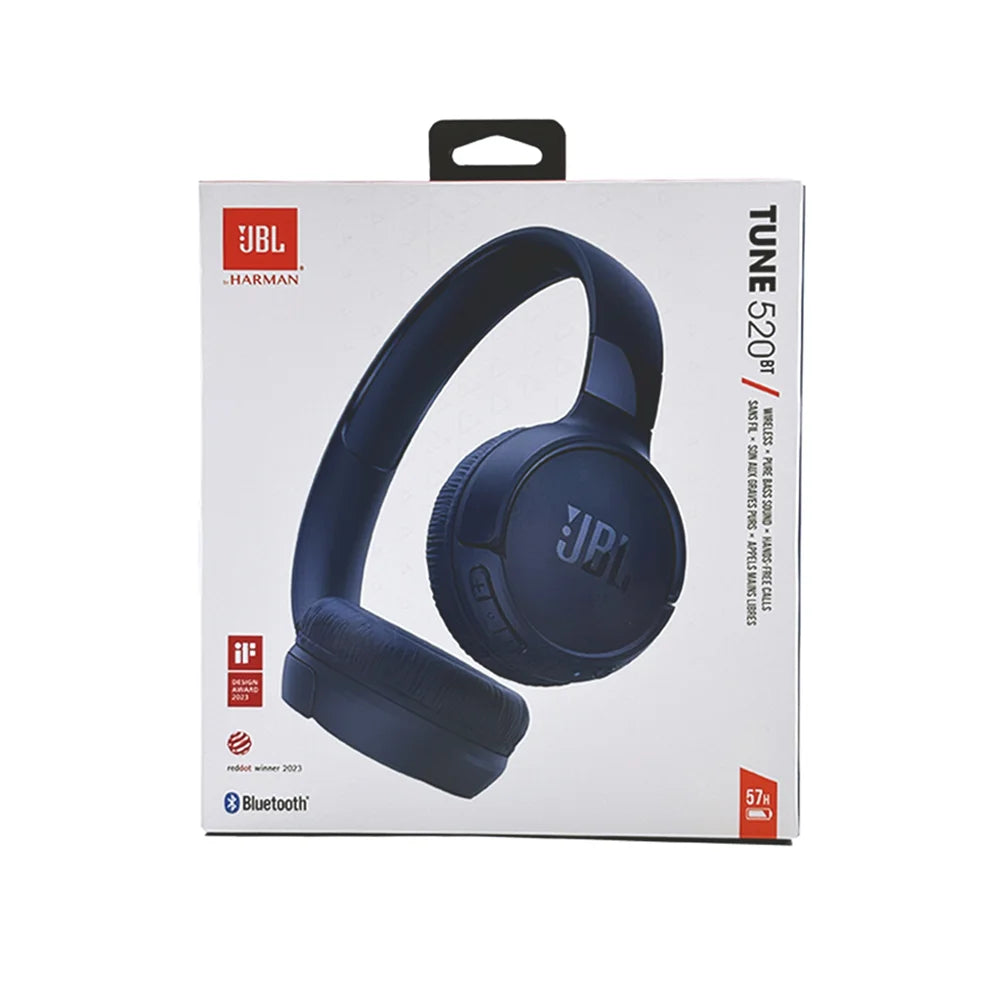 JBL T520BT Wireless On-Ear Headphones with Mic & Pure Bass Sound | سماعة جي بي ال T520BT اللاسلكية بتقنية البلوتوث ومايكروفون, صوت بيس نقي