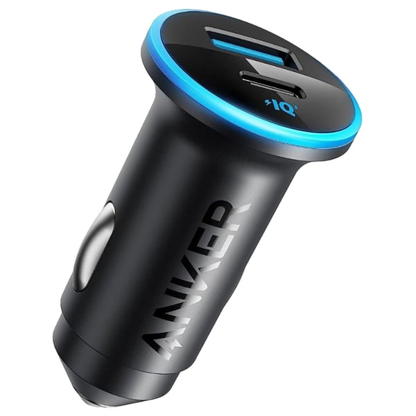 Anker 323 Car Charger 52.5W One USB-C Port and One USB-A Port - شاحن سيارة بقدرة 52.5 واط بمنفذ يو اس بي سي ومنفذ يو اس بي من أنكر