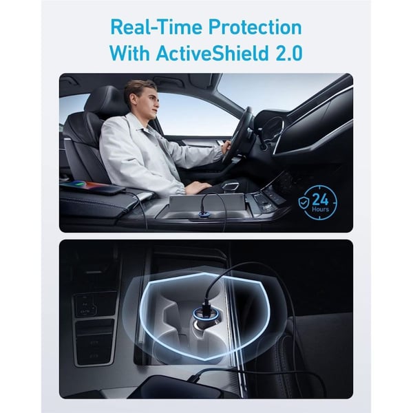 Anker 323 Car Charger 52.5W One USB-C Port and One USB-A Port - شاحن سيارة بقدرة 52.5 واط بمنفذ يو اس بي سي ومنفذ يو اس بي من أنكر