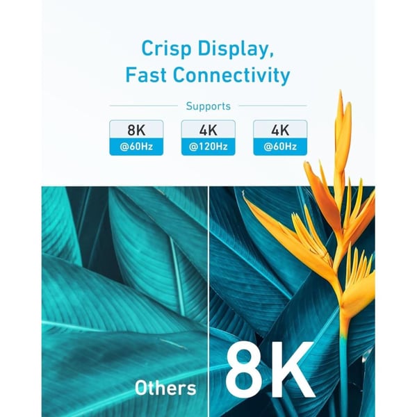 Anker 8K Ultra High-Speed HDMI Cable (6ft) - كابل اتش دي ام اي فائق السرعة بدقة 8ك من أنكر (6 أقدام)