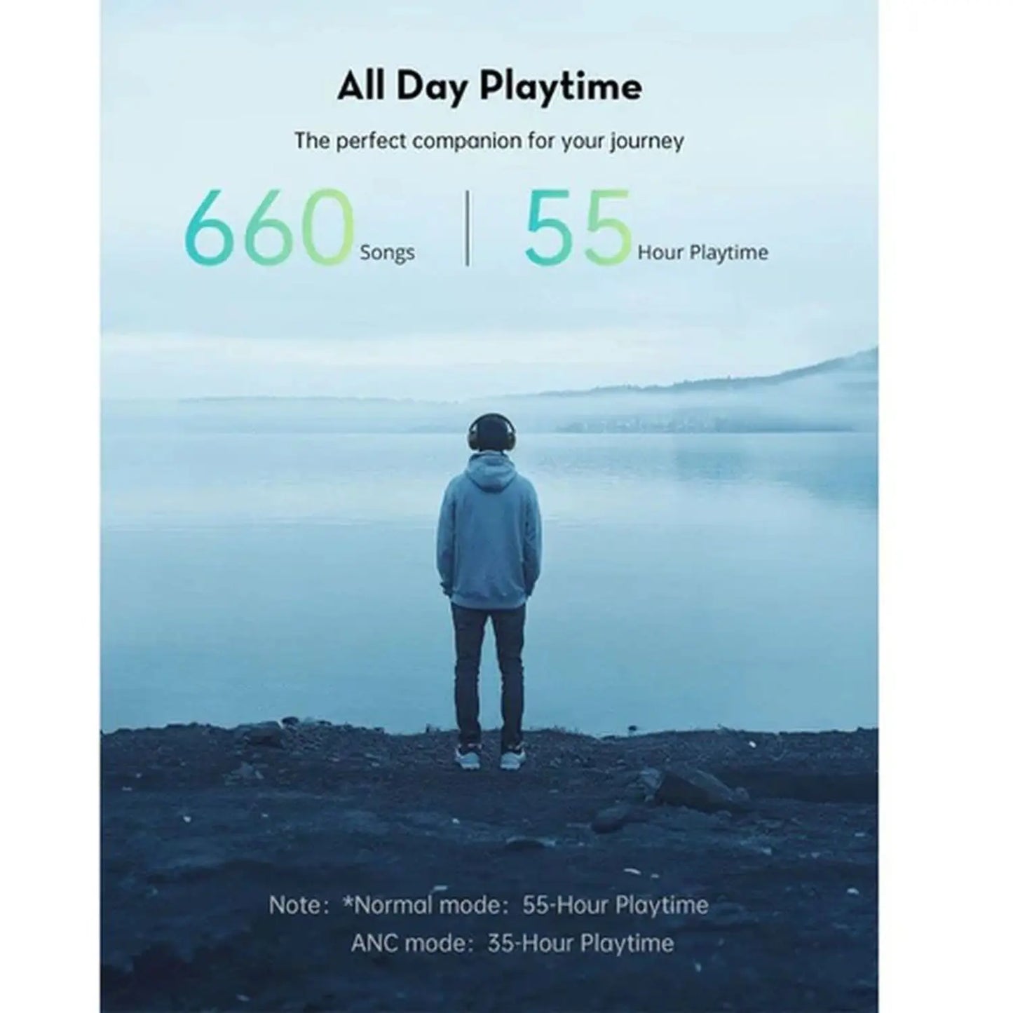 سماعة راف باور BH1019 اللاسلكية فوق الاذن مع عزل ضوضاء وزمن تشغيل حتى 55 ساعة - اسود | RAVPower BH1019 Quiet Comfort Over-Ear Wireless Stereo Headphones (55H Playtime, ANC & ENC) – Black