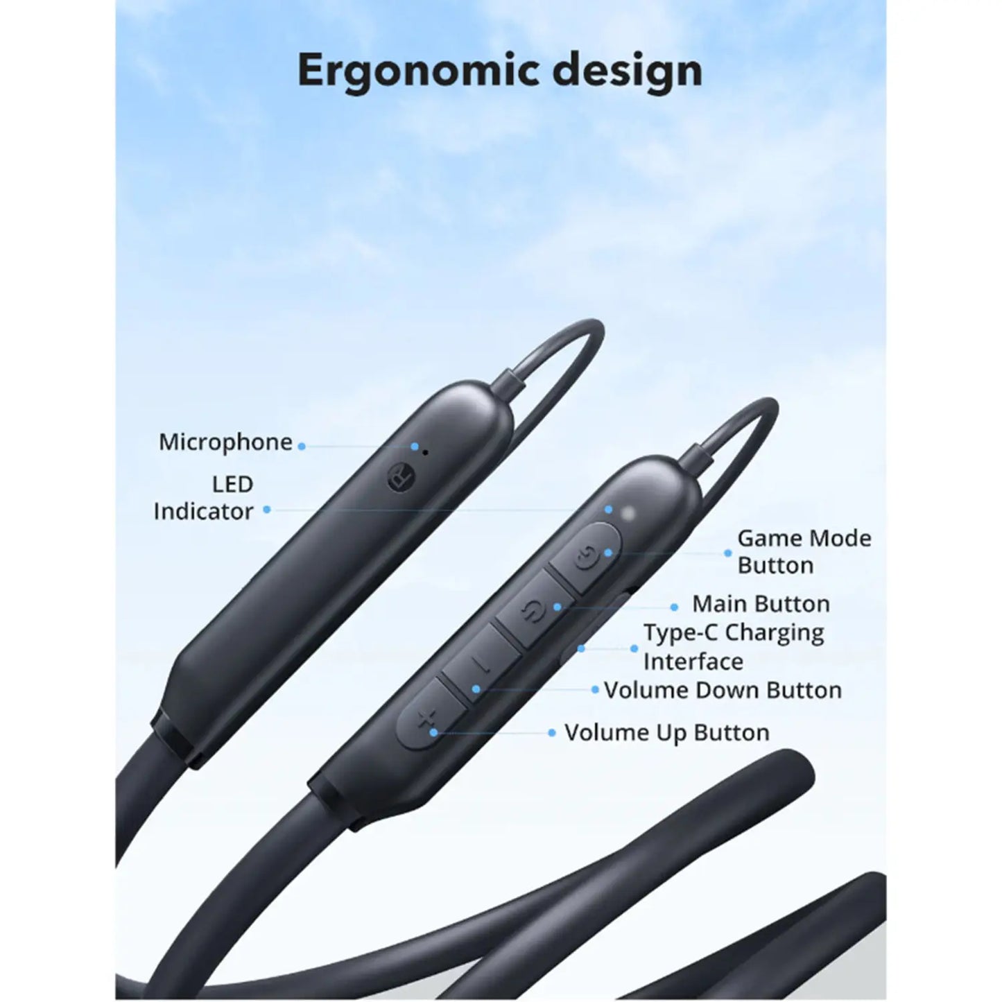 سماعات راف باور RP-BH1008 اللاسلكية حول الرقبة - اسود | RAVPower RP-BH1008 Wireless Neckband Earbuds – Black