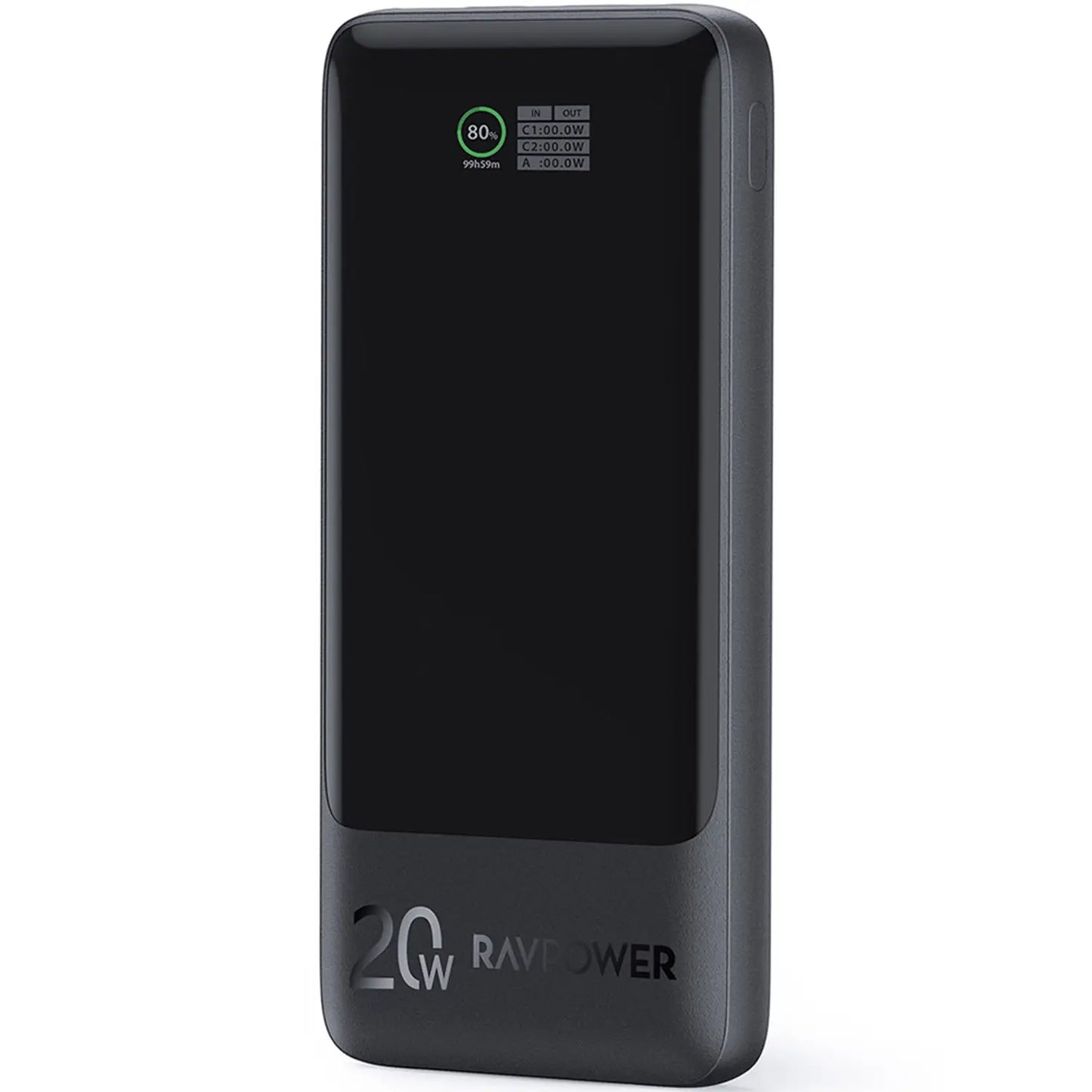 باور بانك راف باور PB1237 بسعة 10,000 مللي امبير وبقدرة شحن سريع 20 واط - اسود | RAVPOWER PB1237 20W 10000mAh Power Bank – Black