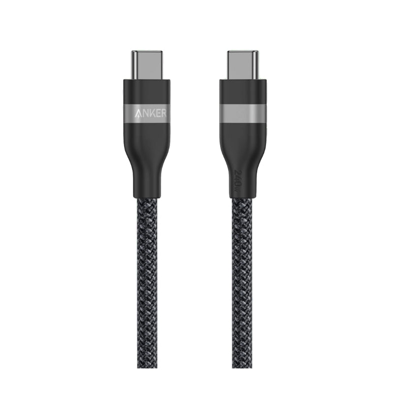 كيبل أنكر مضفر يو اس بي سي الى يو اس بي سي بقدرة 240 واط وطول 1 متر - اسود | Anker Braided USB-C to USB-C Cable 3ft, 240W – Black