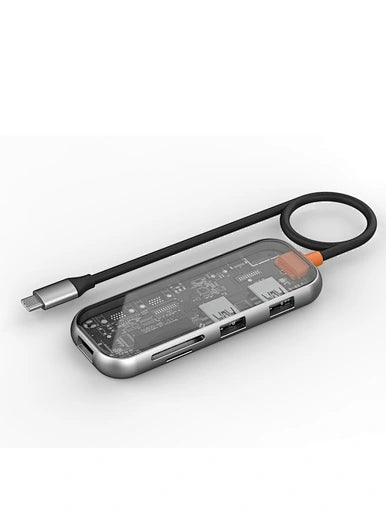 WiWU New Cyber Multifunctional 5 in 1 Type C Hub Adapter - محول متعدد االوظائف 5 في 1 تايب سي من ويوو