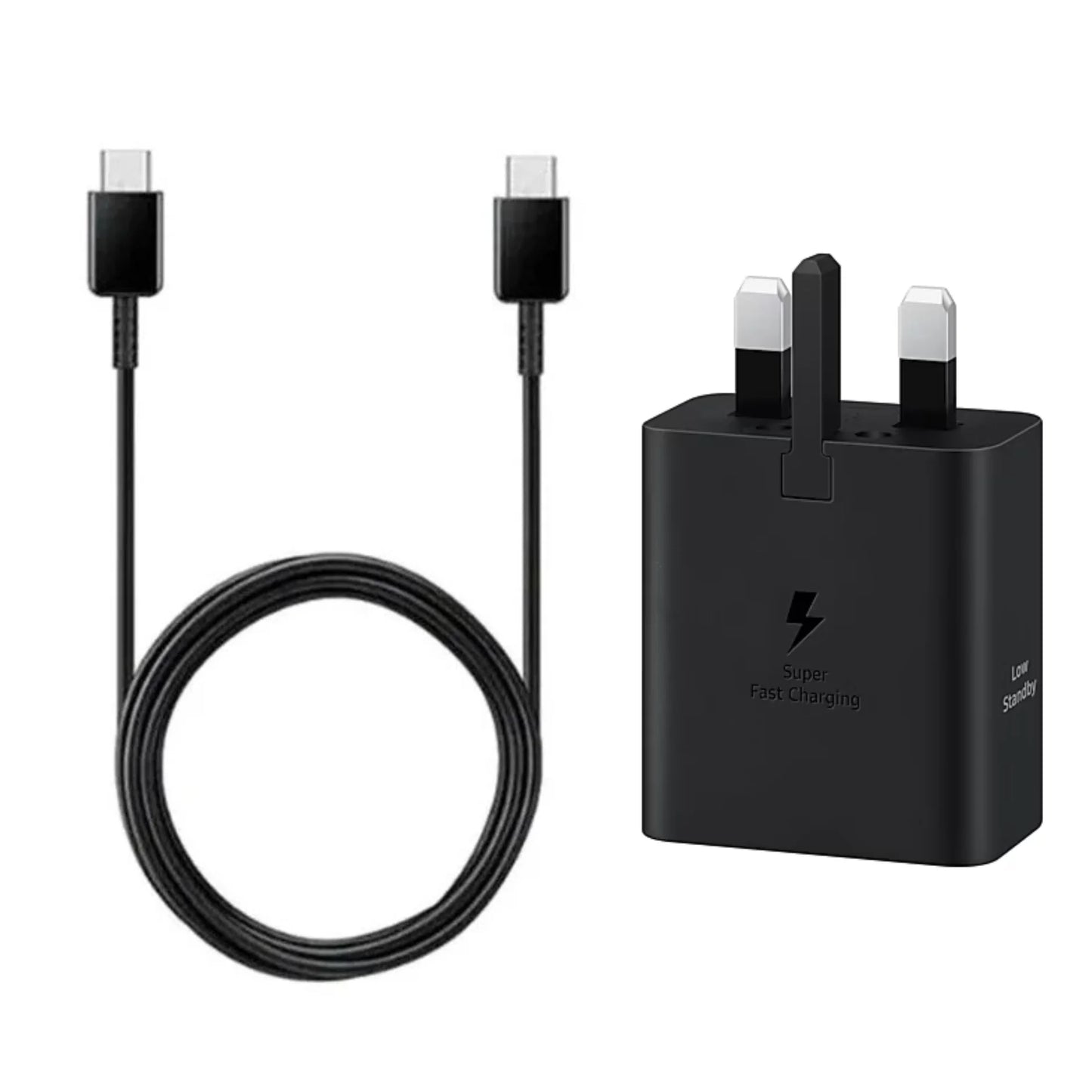 شاحن سامسونج بقدرة 45 واط مع كيبل تايب سي بطول 1.8 متر - اسود | Samsung Travel Adapter 45W 3-Pin with 1.8M USB-C to USB-C Cable – Black
