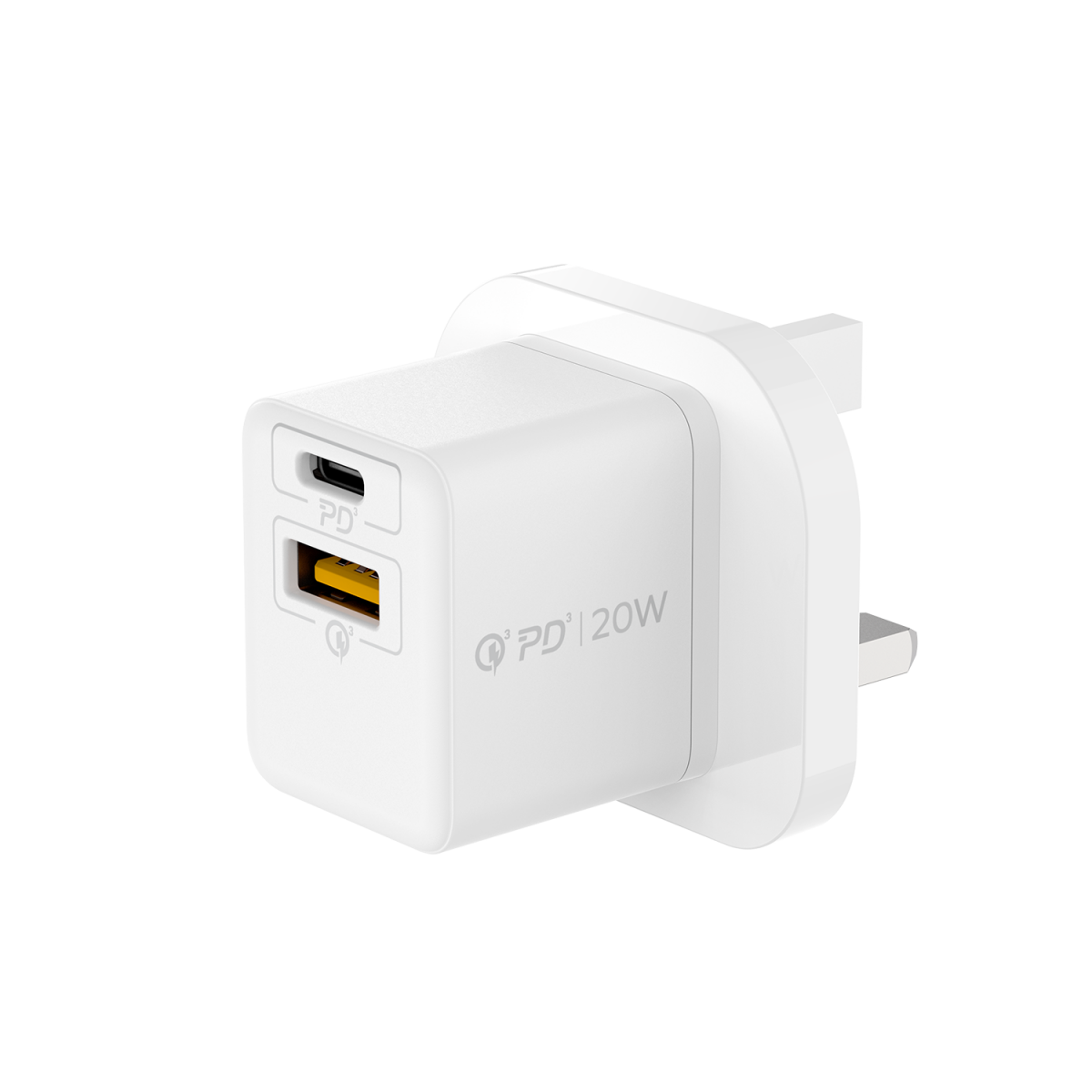 Momax One Plug 20W 2-Port Mini Charger UK - شاحن جداري بمنفذين يو اس بي سي ويو اس بي سي أ بقدرة 20 واط من موماكس