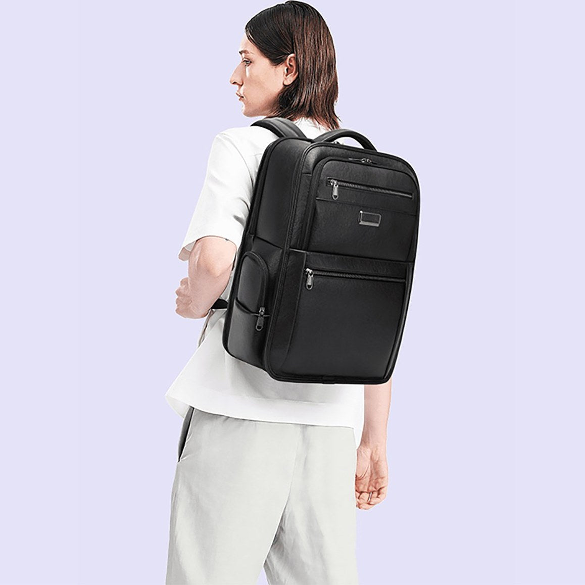 حقيبة ظهر بانجي جلد اصلي للكاميرا مع سحاب YKK ومقاومة للماء - اسود | Bange Genuine Leather Camera Backpack: YKK Zipper, Splash Proof, Premium Quality Men's Bag – Black