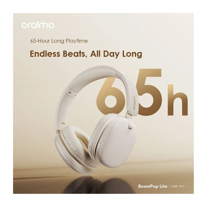 Oraimo BoomPop Lite ENC Over-Ear Wireless Headphones - سماعات أورايمو بومبوب لايت سلكية ولاسلكية بصوت غامر