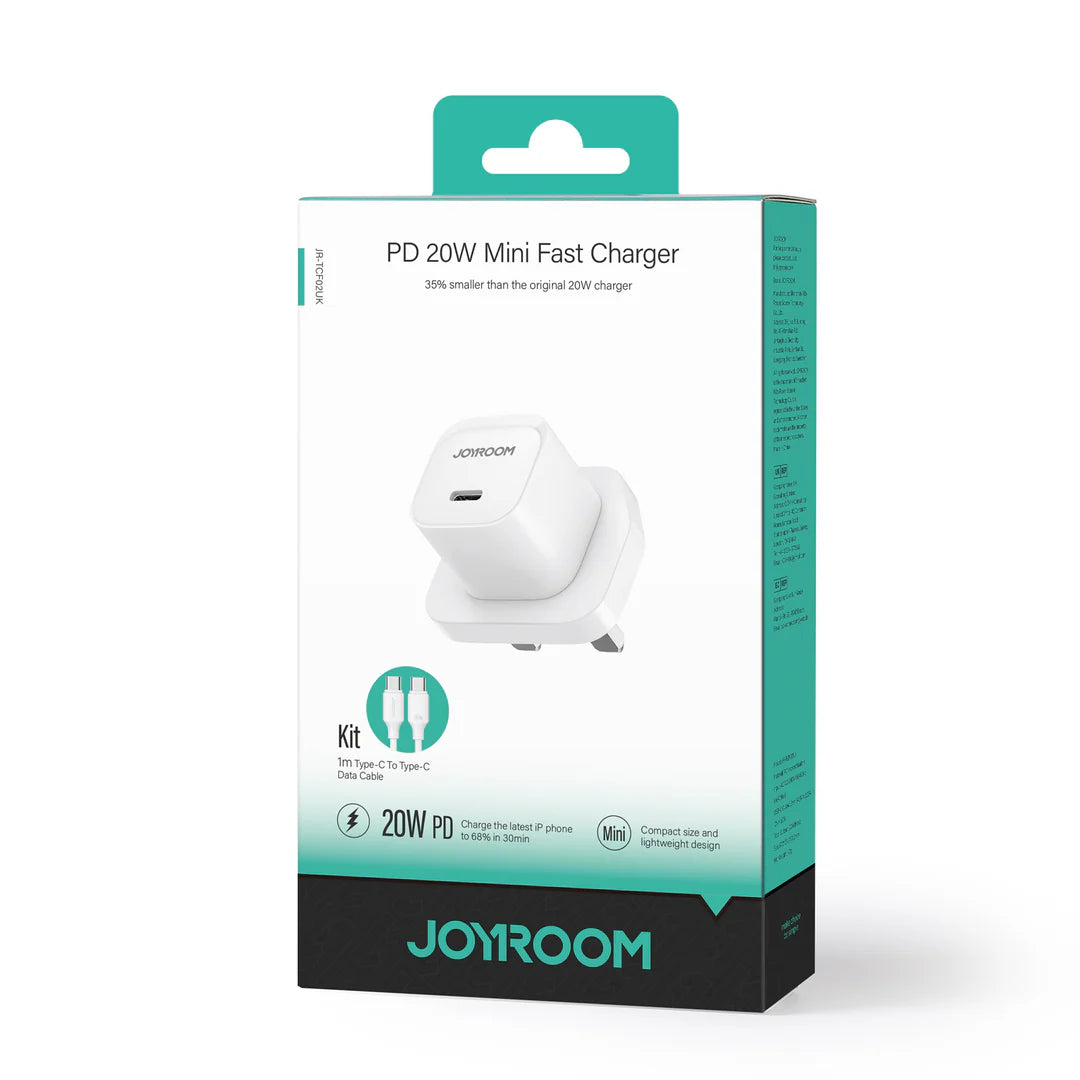 شاحن جداري جويرووم JR-TCF02 صغير بقدرة شحن 20 واط - ابيض | JOYROOM JR-TCF02 PD 20W Mini Charger – White