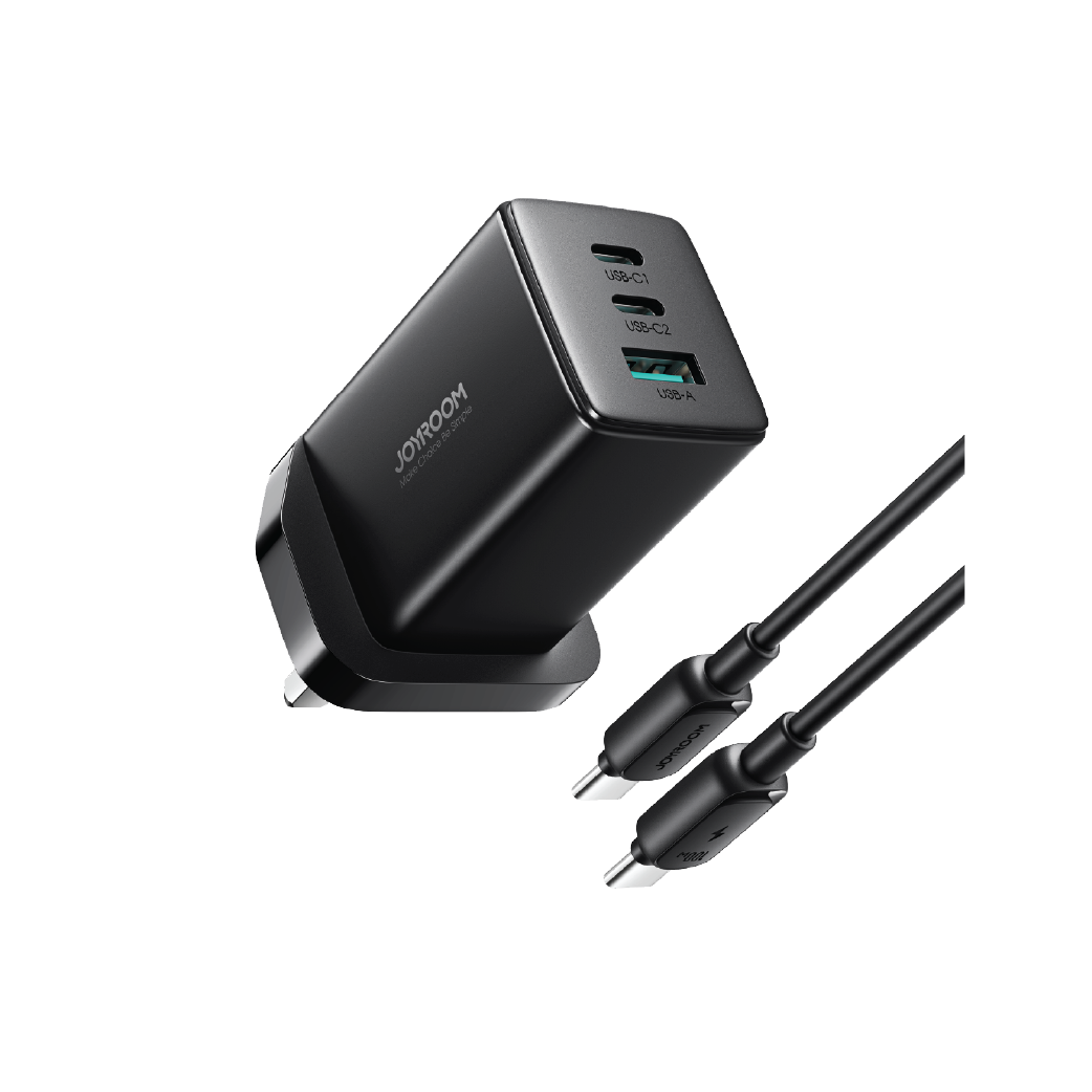 JOYROOM TCG01 65W GaN Charger + 100W USB-C to USB-C Cable 1.2m - شاحن JOYROOM TCG01 بقوة 65 واط مع كيبل تايب سي إلى تايب سي بقدرة 100 واط – 1.2 متر