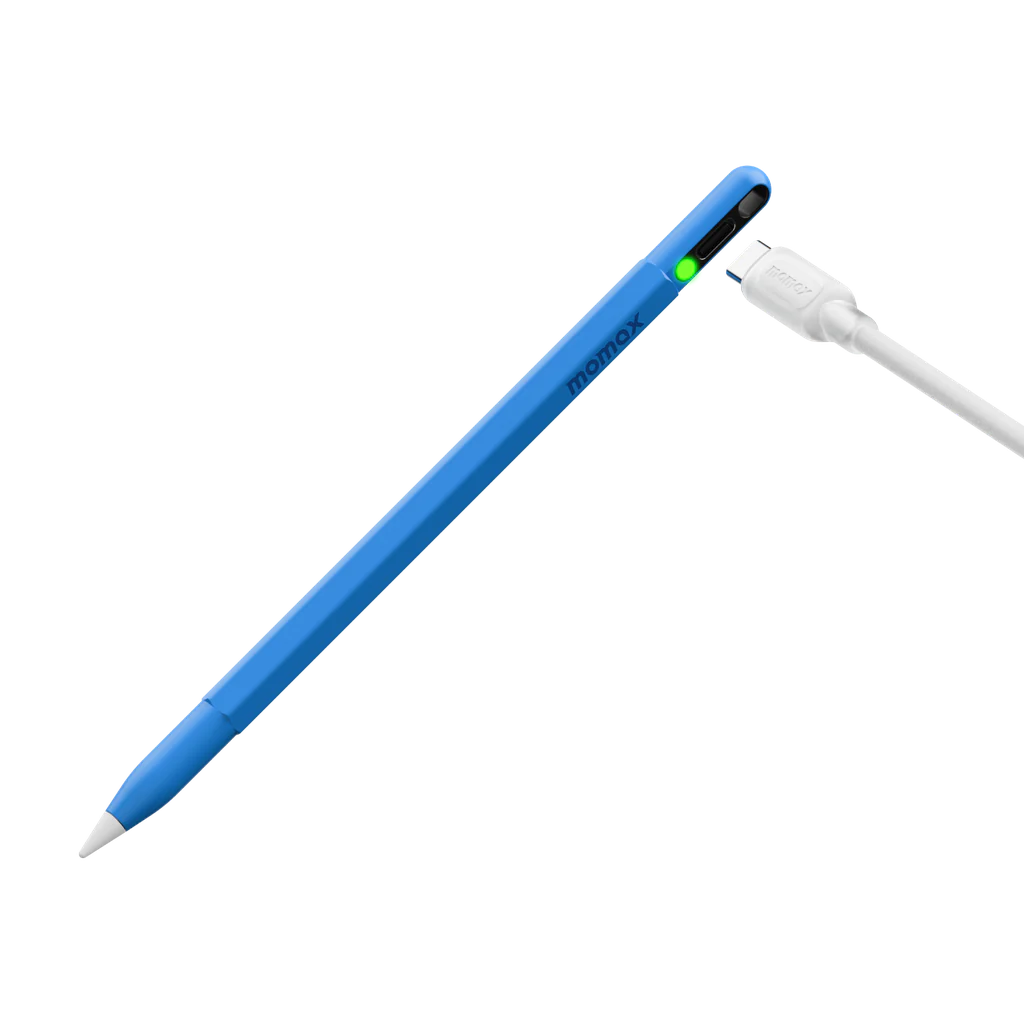 Momax Mag.Link Pop Magnetic Active Stylus Pen Blue TP10 - قلم موماكس ماج لنك بوب النشط, قلم الكتروني مغناطيسي دقيق للرسم والكتابة