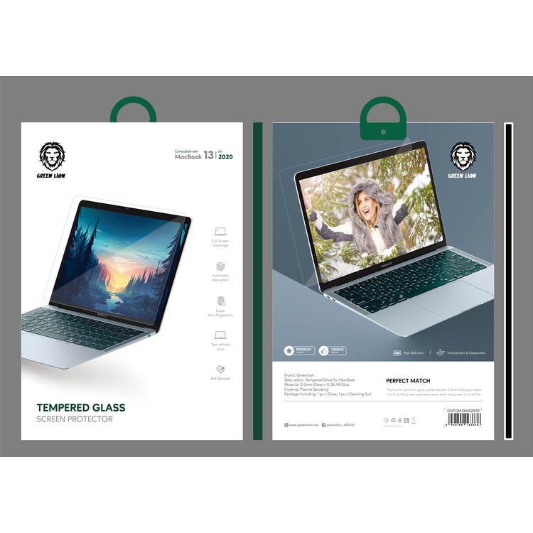 حامي شاشة جرين لايون للماك بوك 16 برو - شفاف | Green Lion Tempered Glass Screen Protector for Macbook 16 Pro 2021 - Clear