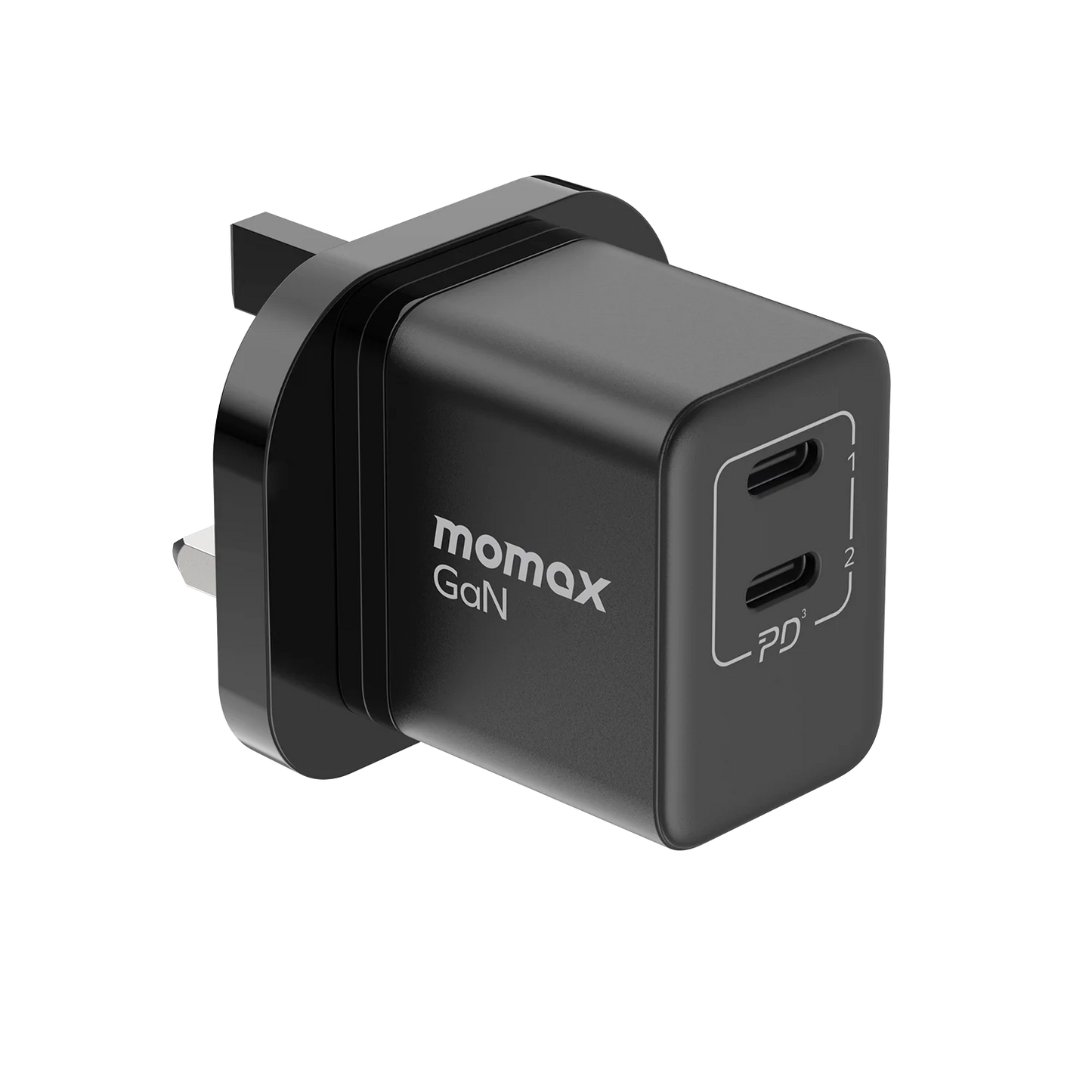 Momax ONEPLUG 35W 2-Port GaN Mini Charger - شاحن موماكس وان بلاج صغير بقدرة 35 واط, شاحن سريع مع منفذين USB-C