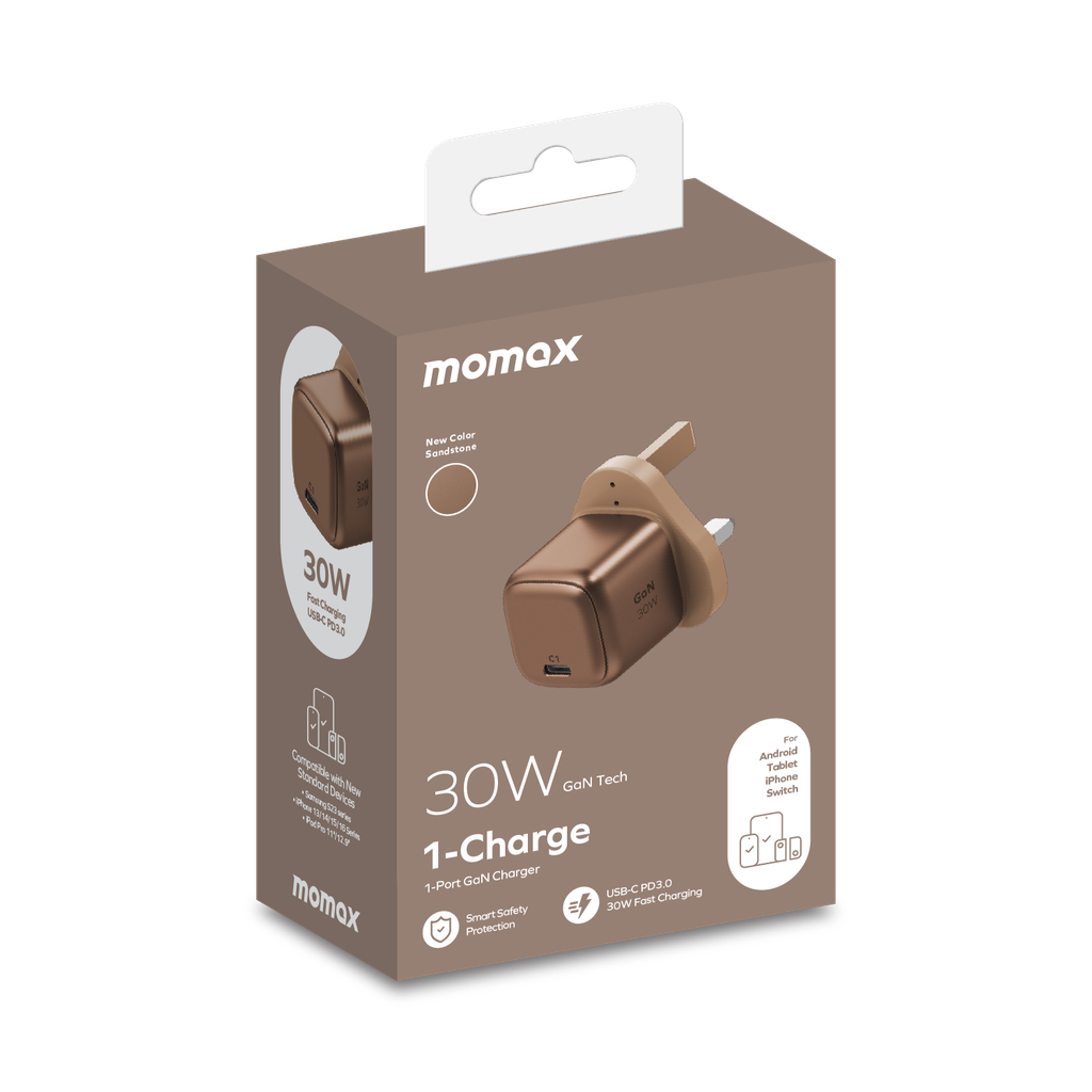 Momax 1-Charge 30W GaN USB-C Charger - شاحن موماكس 1-جارج بقدرة 30 واط, منفذ USB-C