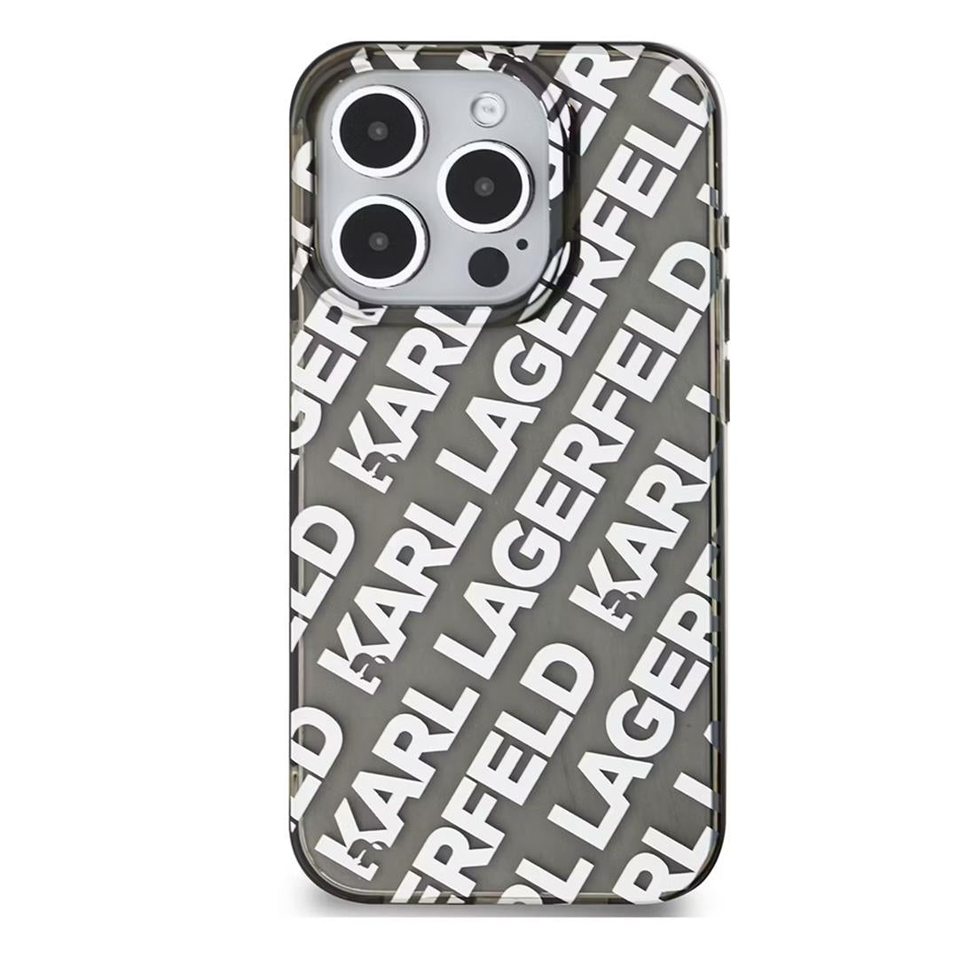 Karl Lagerfeld IML Electroplated Repeated Logo Case for iPhone 16 Pro Max – Silver | كفر كارل لاغرفيلد بشعار مكرر مطلي لهاتف ايفون 16 برو ماكس - سلفر