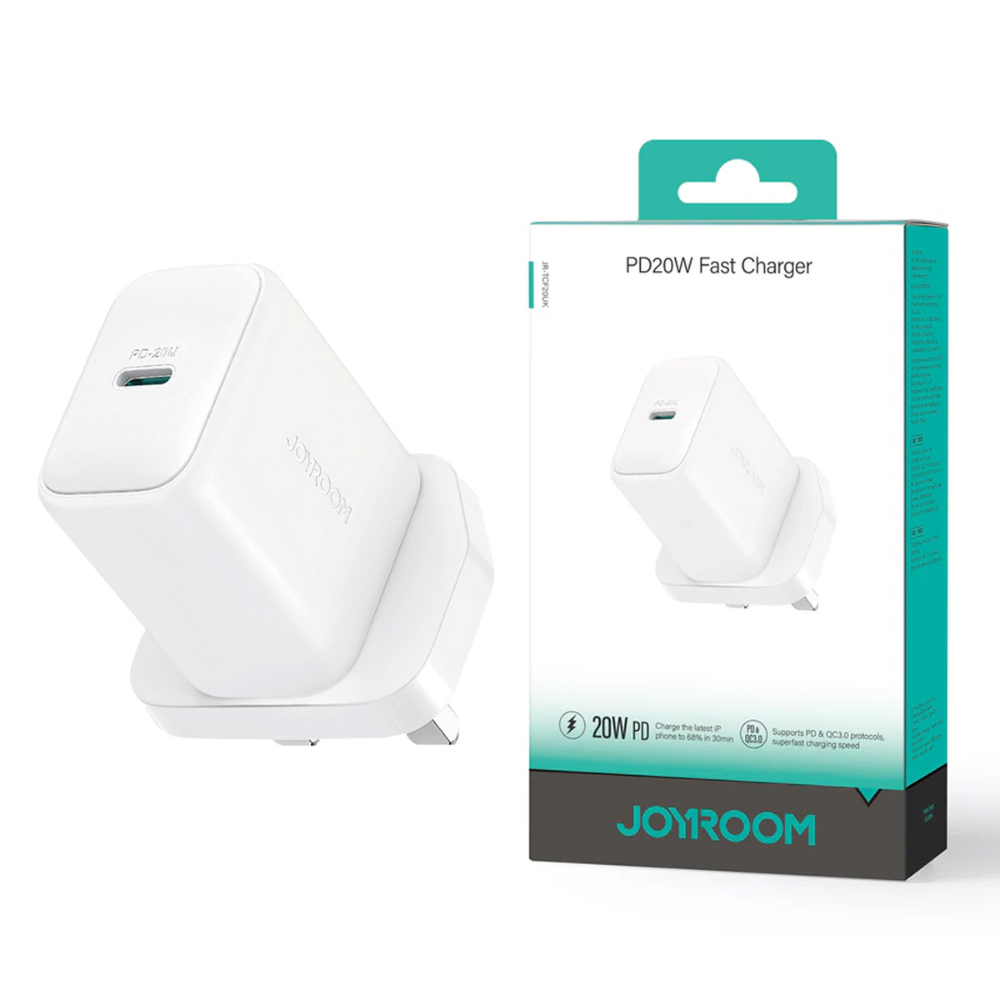شاحن جداري جويرووم بقدرة شحن 20 واط - ابيض | JOYROOM JR-TCF20 20W PD Wall Charger - White