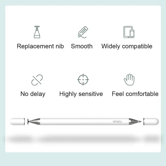 WiWU Pencil One Aluminum Alloy Touch Screen 2 in 1 Universal Stylus - قلم ويوو بشاشة تعمل باللمس 2 في 1 قلم ستايلس عالمي للهواتف الذكية