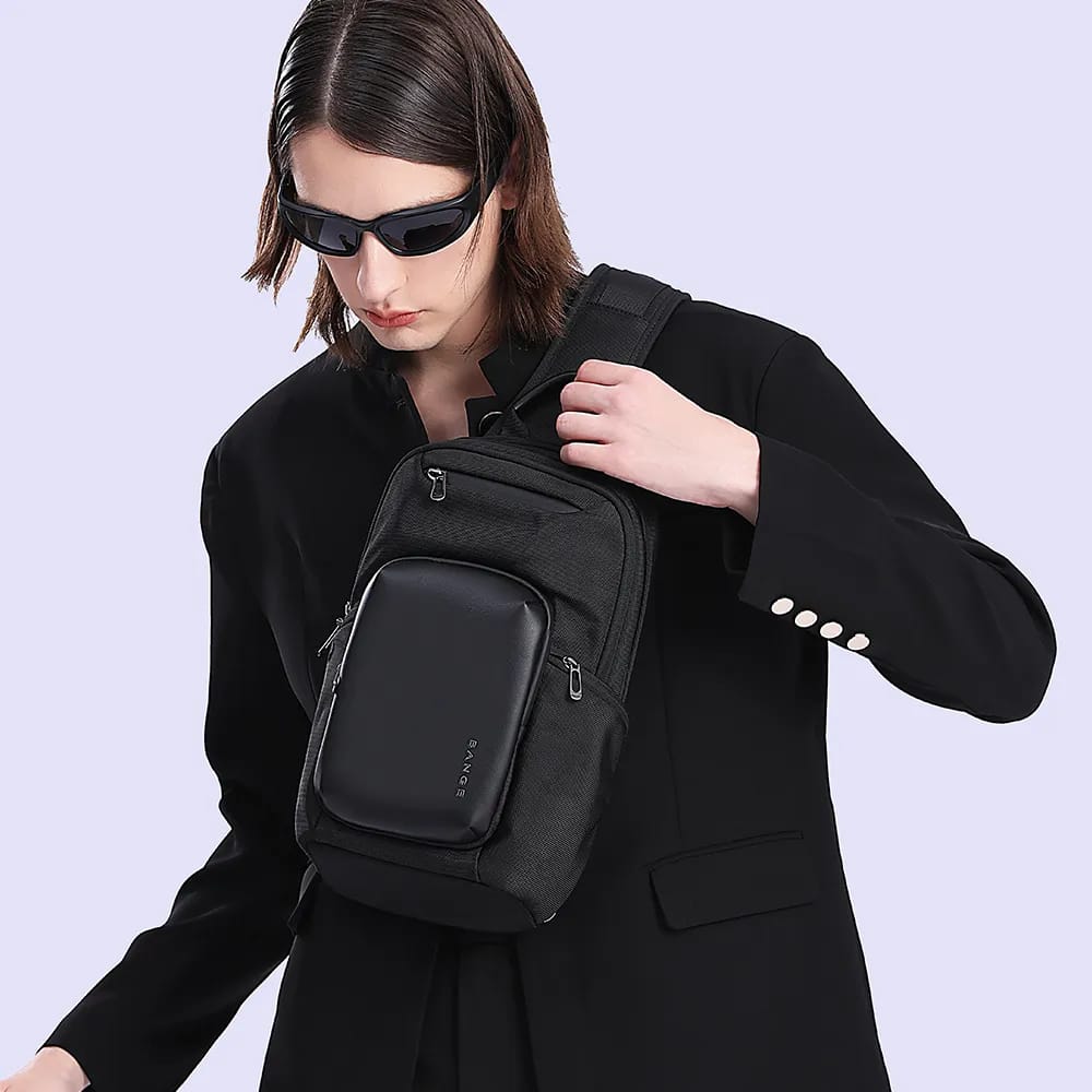 BANGE BG-7718 Men’s Waterproof Chest Sling Bag | حقيبة كتف رجالية من بانجي, ضد الماء بسعة كبيرة