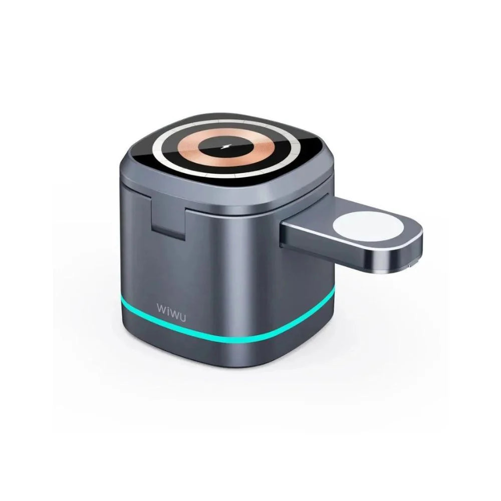 شاحن ويوو 3 في 1 لاسلكي للهاتف والسماعة والساعة | WiWU RUBIK’S CUBE 3 in 1 Wireless Charger