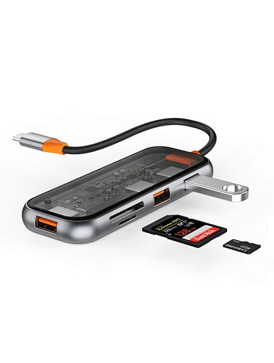 WiWU New Cyber Multifunctional 5 in 1 Type C Hub Adapter - محول متعدد االوظائف 5 في 1 تايب سي من ويوو