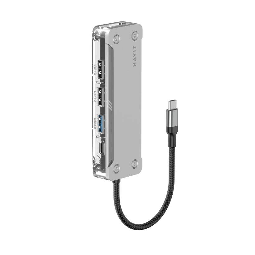 Havit HB4020 USB-C Hub – 4K HDMI, USB 3.0, 100W PD Charging - محوّل هافيت تايب سي – بمنفذHDMI 4K وشحن 100 واط