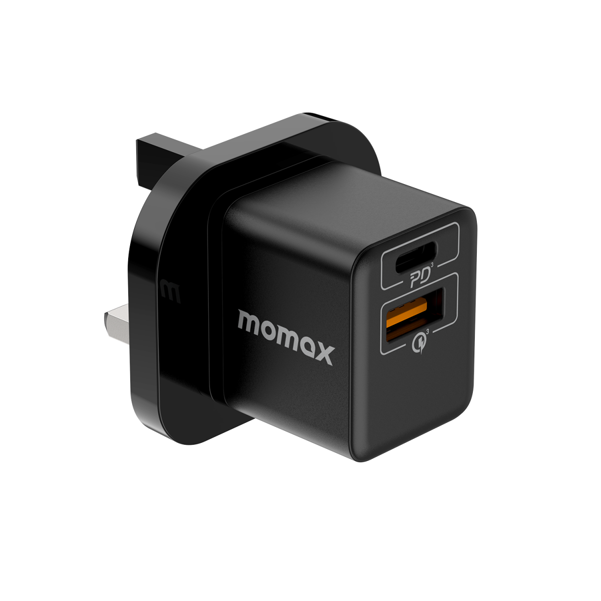 Momax One Plug 20W 2-Port Mini Charger UK - شاحن جداري بمنفذين يو اس بي سي ويو اس بي سي أ بقدرة 20 واط من موماكس