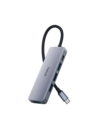 WiWU 5-in-1 Type C Hub For Laptop or Tablet - محول ويوو متعدد االوظائف 5 في 1 التايب سي سي للكمبيوتر المحمول أو الجهاز اللوحي