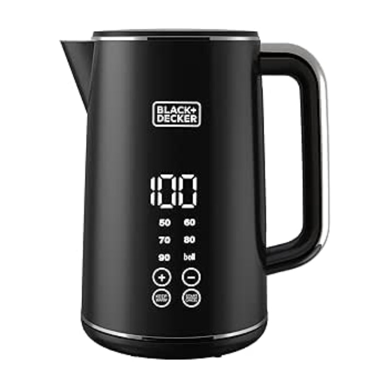 Black+Decker Kettle with digital touch screen and double wall construction  - غلاية بلاك آند ديكر 1.7 لتر بشاشة لمس رقمية 2200 واط