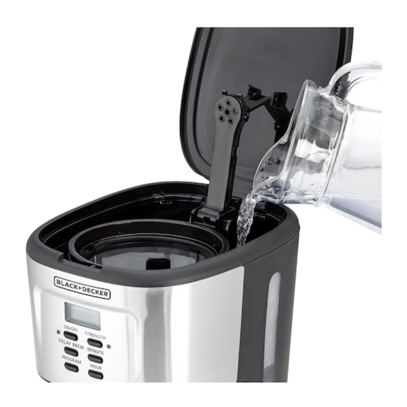Black+Decker 900W 12 Cup Programmable Coffee Maker DCM85-B5 - ماكينة قهوة 12 كوب قابلة للبرمجة مع شاشة ال سي دي وتسخين آمن