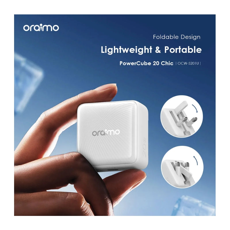 Oraimo Charger kit UK OCW-5201U+CC54 V1 Black - شاحن أورايمو سريع 20 واط مع كيبل – أسود