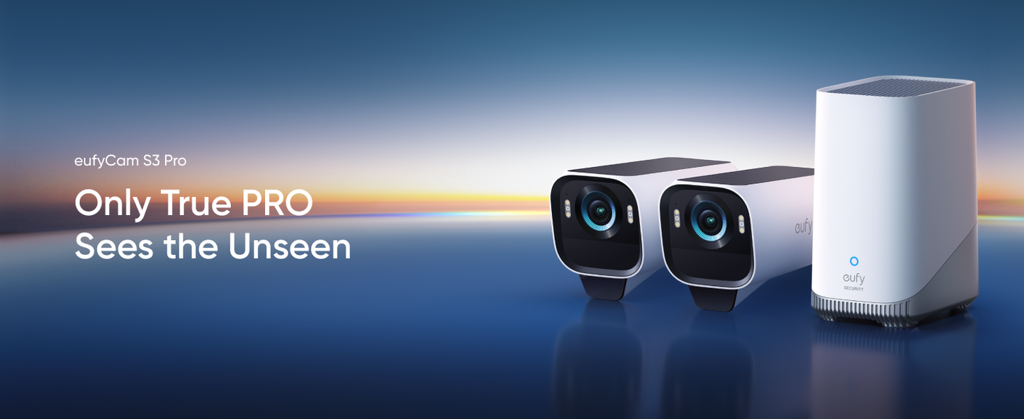 طقم كامرتين انكر يوفي كام S3 برو 2, طاقة شمسية, مراقبة خارجية بدقة 4K - ابيض | Anker Eufy Security EufyCam S3 Pro 2-Cam Kit, 4K Solar Outdoor Cameras - White