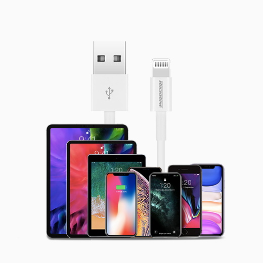 RockRose Ivory AL 1M 2.4A Lightning To USB Charge & Sync Cable - روك روز أيفوري اي أل كابل للشحن و المزامنة بطول 1 متر / 2.4 امبير لايتنينج الى يو اس بي