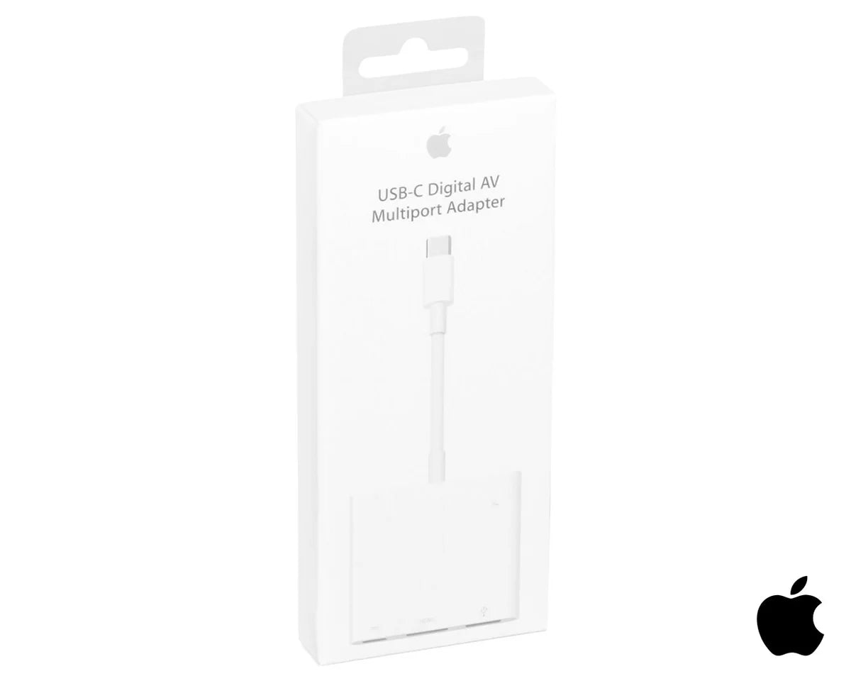 محول ابل من يو اس بي سي الى اج دي ام اي و يو اس بي و يو اس بي سي, ابيض | Apple USB-C to Digital AV Multiport Adapter – HDMI + USB + USB-C – White