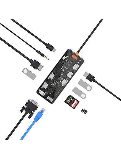 WiWU New Cyber Multifunctional 11 in 1 Type C Hub Docking Station - محطة وصل متعددة الوظائف 11 في 1 تايب سي من ويوو