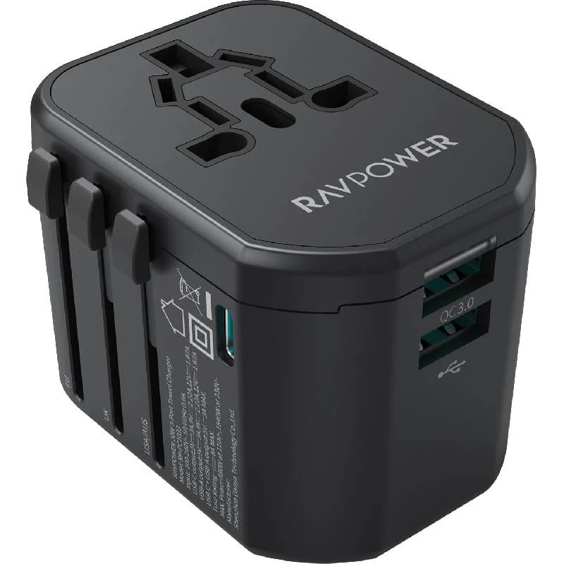 شاحن جداري بقدرة 20واط ب 3 منافذ من راف باور - RAVPower 20W 3-Port Travel Charger Universal Power Adapter