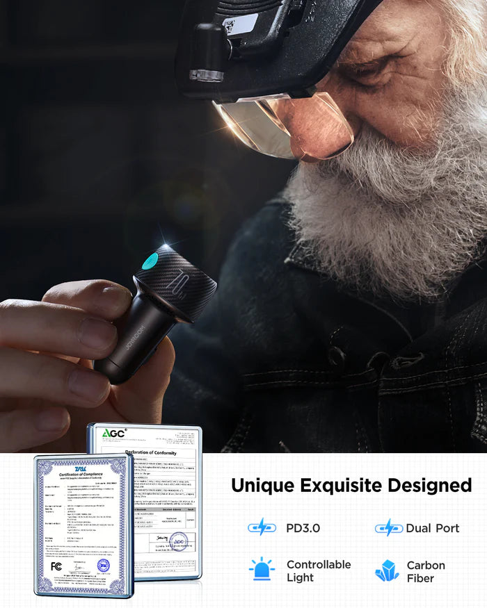 Joyroom JR-CCN02 70W Dual PD Car Charger with LED Lights - شاحن سيارة من جويروم مزدوج مع إضاءة ليد