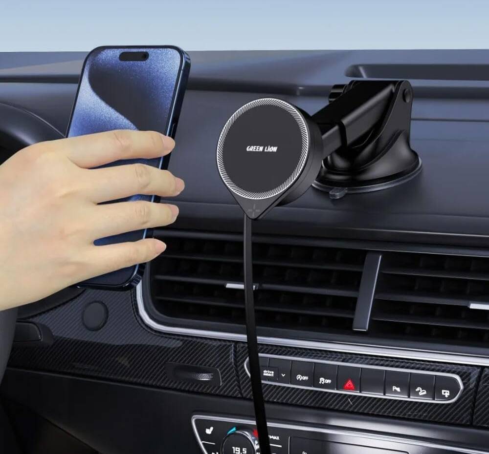 حامل هاتف جرين لايون GH-17 ماغسيف بقدرة شحن 15 واط - اسود | Green Lion GH-17 MagSafe Holder 15W - Black