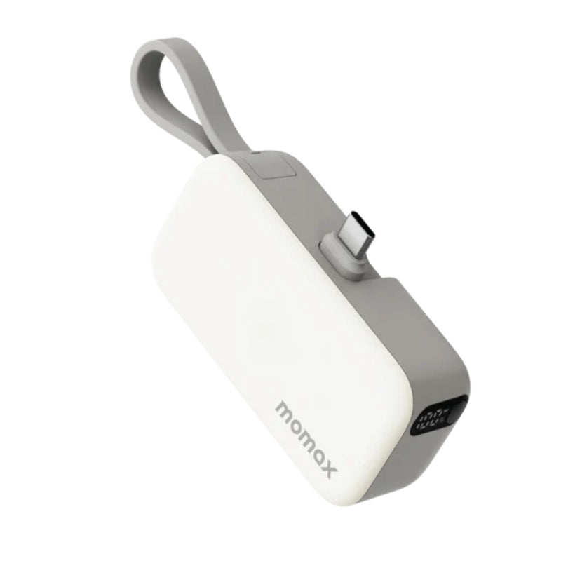 باور بانك موماكس 1-باور ميني بسعة 5000 مللي امبير, مع وصلة تايب سي قابلة للطي مدمجة | Momax 1-Power Mini, 5000mAh Portable Battery Pack with Built-in Foldable USB-C Plug