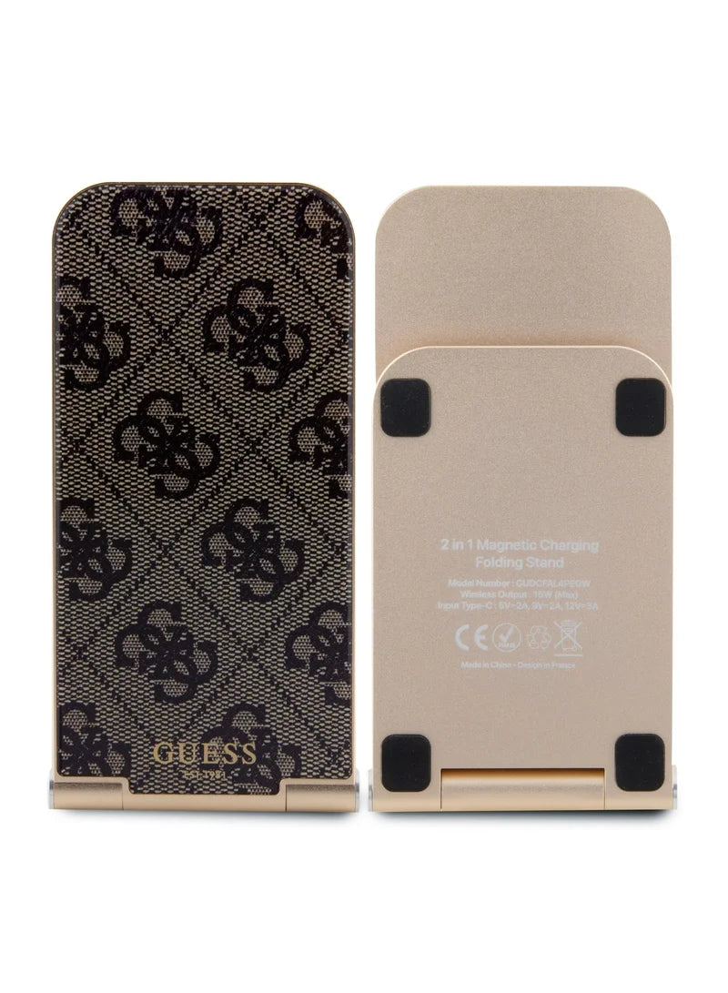 GUESS 15W Magnetic Desk Charger with 4G Pattern – MagSafe Compatible | شاحن مكتبي مغناطيسي بقدرة 15 واط من GUESS بتصميم 4 جي - متوافق مع ماج سيف