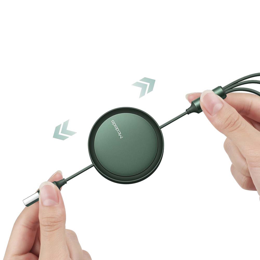 Mcdodo 3 in 1 Retractable Charging Cable, 3.7 ft (1.2 m) - كيبل شحن ماكدودو 3 في 1 قابل للسحب، 3.7 قدم (1.2 متر)