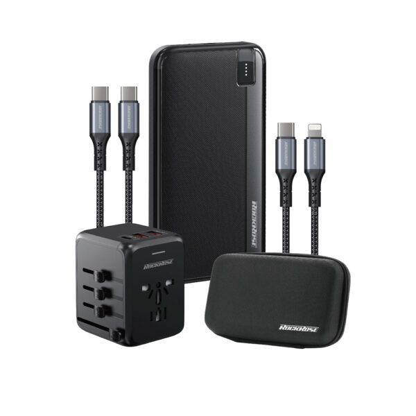 Rockrose Premium Travel Kit PD Quick Charge Universal Charging Suite - مجموعة شحن روكروز بريميوم للسفر بتقنية الشحن السريع بروتوكول PD