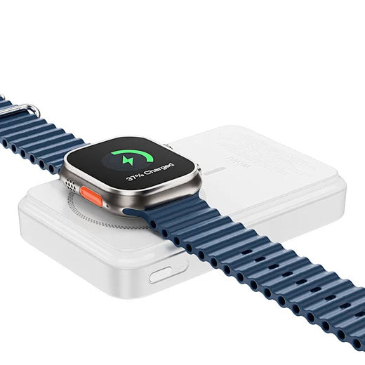 باور بانك ويوو بسعة 10000 مللي امبير مع شحن سريع 22.5 واط وكيبل لايتننغ وتايب سي مدمجين مع مسند | WiWU Duke Wi-P061 10000mAh Power Bank, 22.5W Fast Charging with Built-in Type-C & Lightning Cables and Stand.