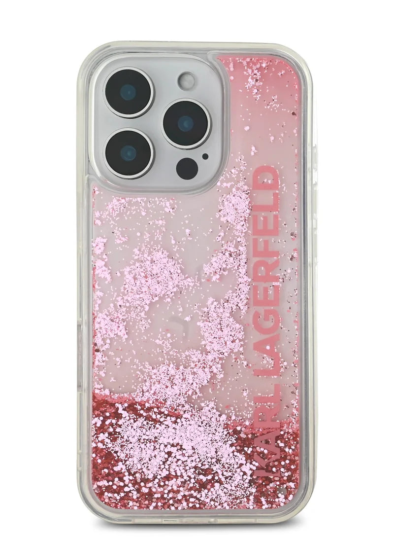 Karl Lagerfeld Liquid Glitter Gradient Hard Case for iPhone 16 Pro Max | غطاء كارل لاغرفيلد بلمعة سائلة وتدرج لوني لهاتف ايفون 16 برو ماكس