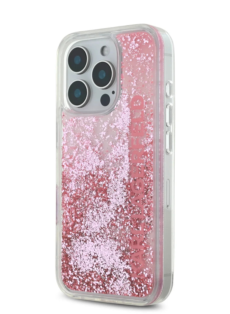 Karl Lagerfeld Liquid Glitter Gradient Hard Case for iPhone 16 Pro Max | غطاء كارل لاغرفيلد بلمعة سائلة وتدرج لوني لهاتف ايفون 16 برو ماكس