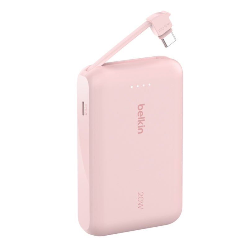 Belkin 10K Power Bank with Integrated USB-C Cable - باور بانك بسعة 10الاف ميلي أمبير مع كيبل تايب سي