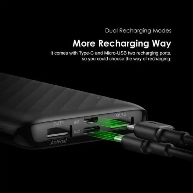 Oraimo Power Bank 10K mAh 2.4A Black -باور بانك أورايمو 10000 مللي أمبير باللون الأسود
