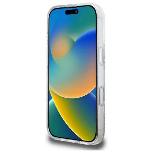 GUESS MagSafe Glitter Hard Case with Resin Glitter for iPhone 16 Pro – Silver | كفر GUESS صلب بلمعة ريزن فضية, متوافق مع ماج سيف لهاتف ايفون 16 برو - سلفر