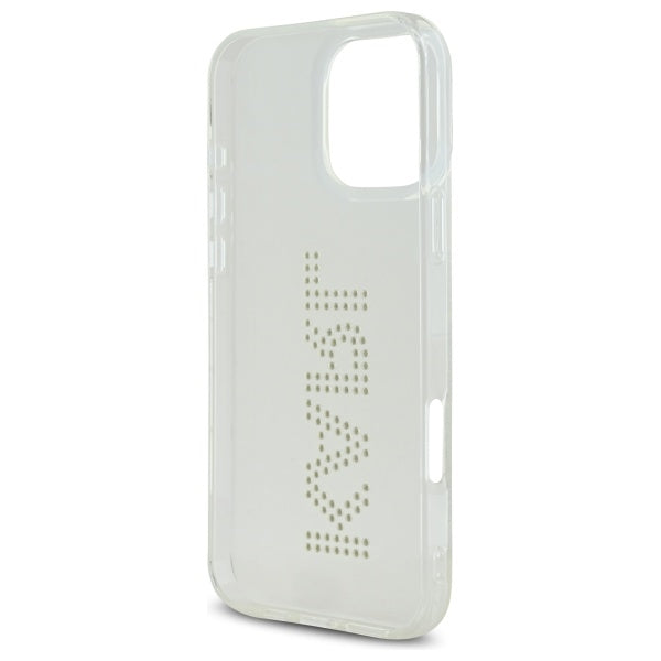 Karl Lagerfeld IML Hard Case with Rhinestones KARL Logo for iPhone 16 Pro Max | كفر كارل لاغرفيلد شفاف مزين بكريستالات شعار KARL لهاتف ايفون 16 برو ماكس